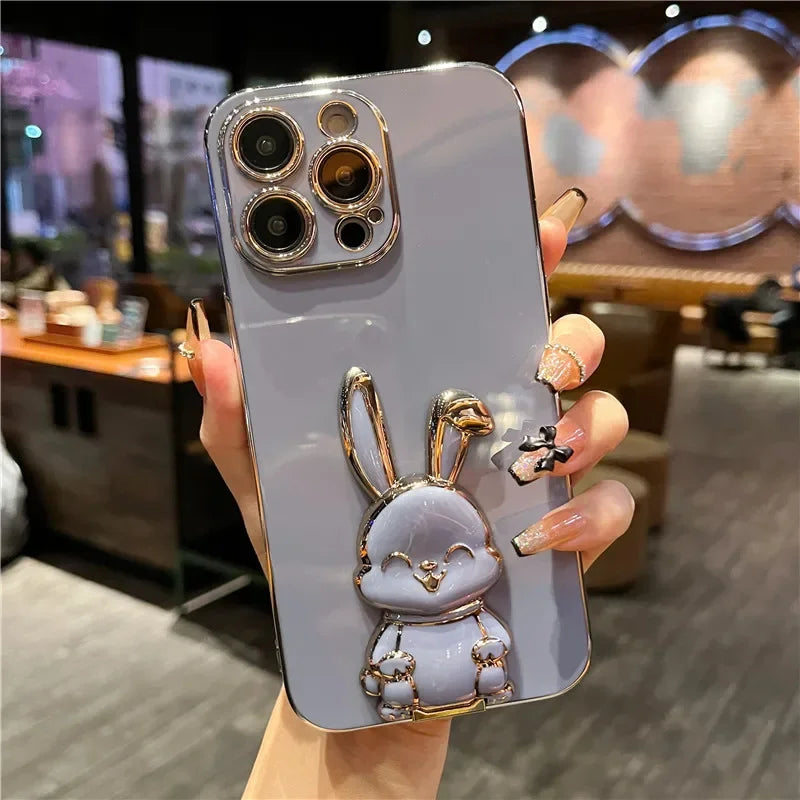 seraCase Cute Rabbit Holder Stand iPhone Case for iPhone 15 Pro Max / Grey