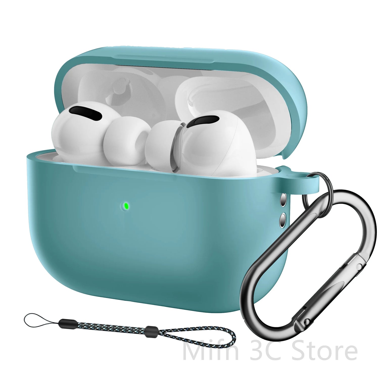 seraCase Airpods Case with Key Chain and Lanyard for AirPod Pro2 / Mint Green with Hook