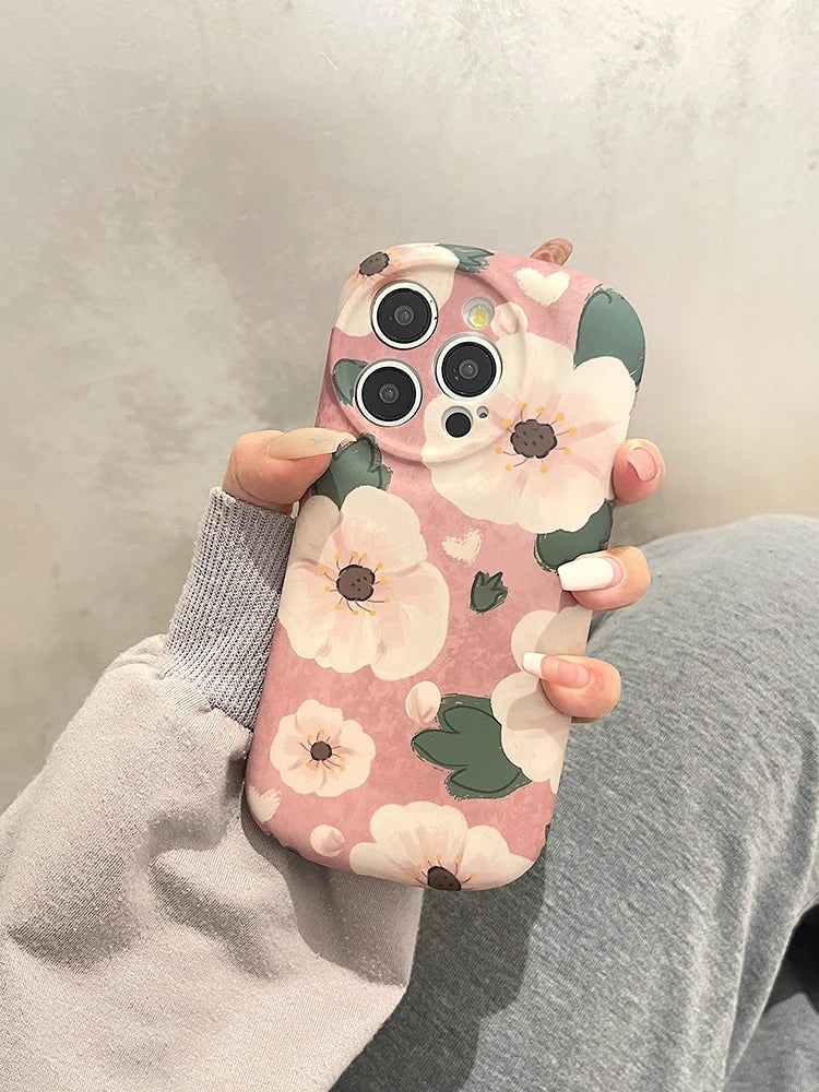 seraCase Beautiful Pink Flowers Soft Round iPhone Case for