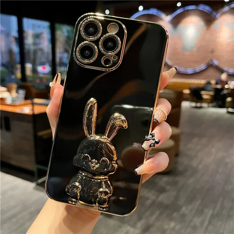 seraCase Cute Rabbit Holder Stand iPhone Case for iPhone 15 Pro Max / Black