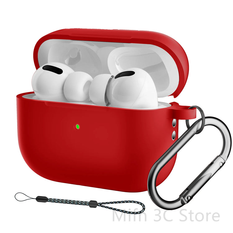 seraCase Airpods Case with Key Chain and Lanyard for AirPod Pro2 / Red with Hook