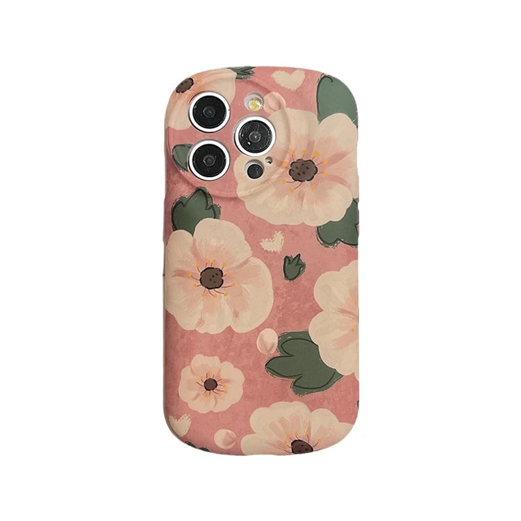 seraCase Beautiful Pink Flowers Soft Round iPhone Case for iPhone 15 Pro Max / Pink