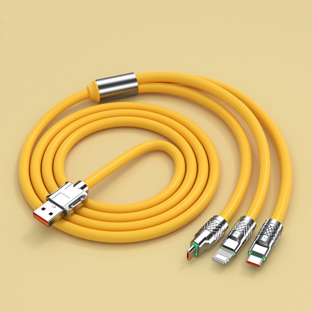 seraCase Fast Charging 3 in 1 Cable for Yellow / 1.2M