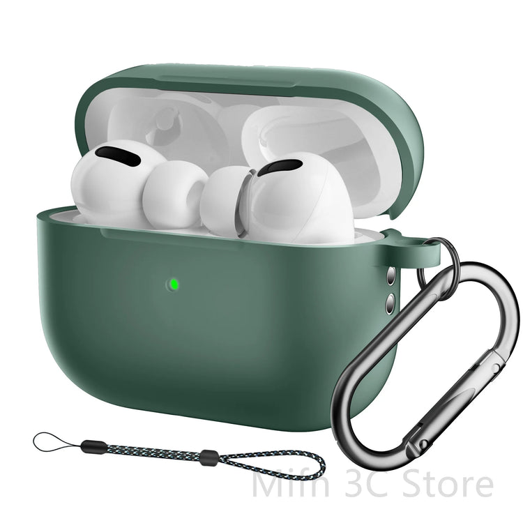 seraCase Airpods Case with Key Chain and Lanyard for AirPod Pro2 / Dark Green with Hook