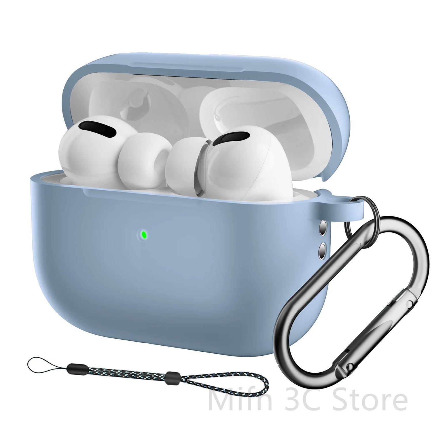 seraCase Airpods Case with Key Chain and Lanyard for AirPod Pro2 / Sky Blue with Hook