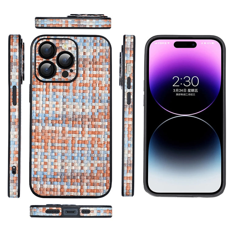 seraCase Classy Weave Pattern Leather iPhone Case for iPhone 11 / Orange-Blue