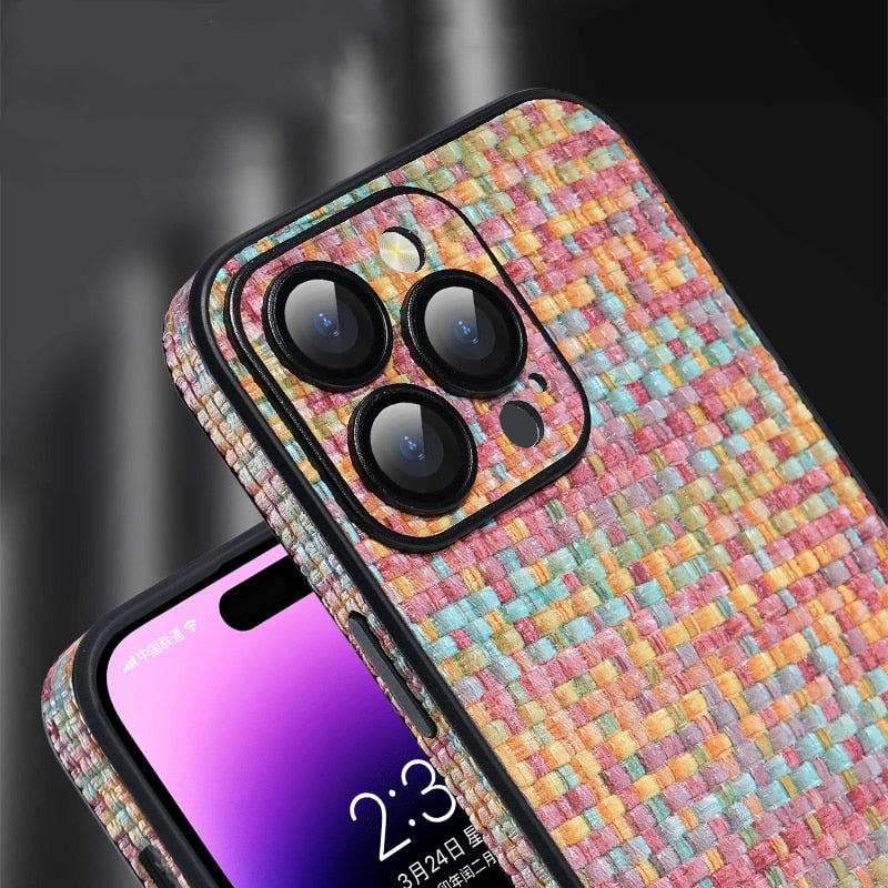 seraCase Classy Weave Pattern Leather iPhone Case for