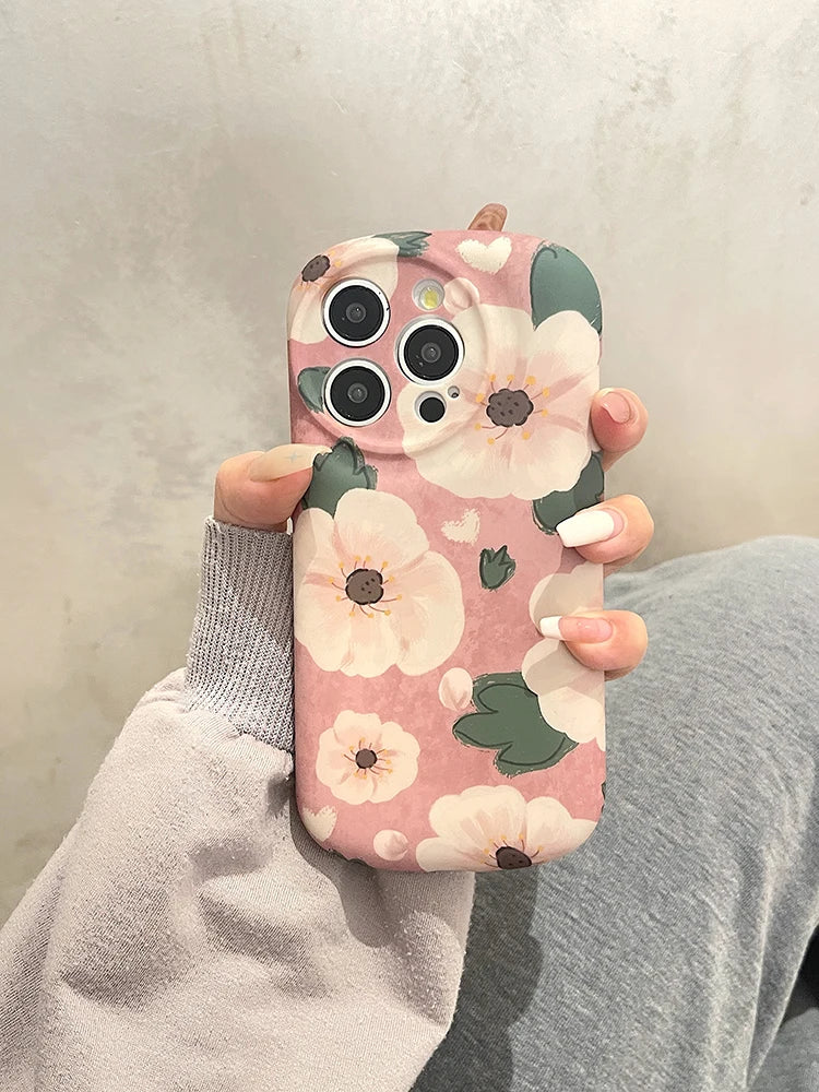 seraCase Beautiful Pink Flowers Soft Round iPhone Case for