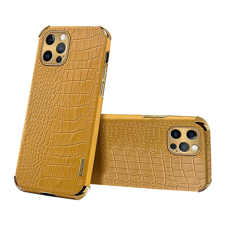 seraCase Premium Leather Crocodile Texture iPhone Case for iPhone 14 Pro Max / Yellow