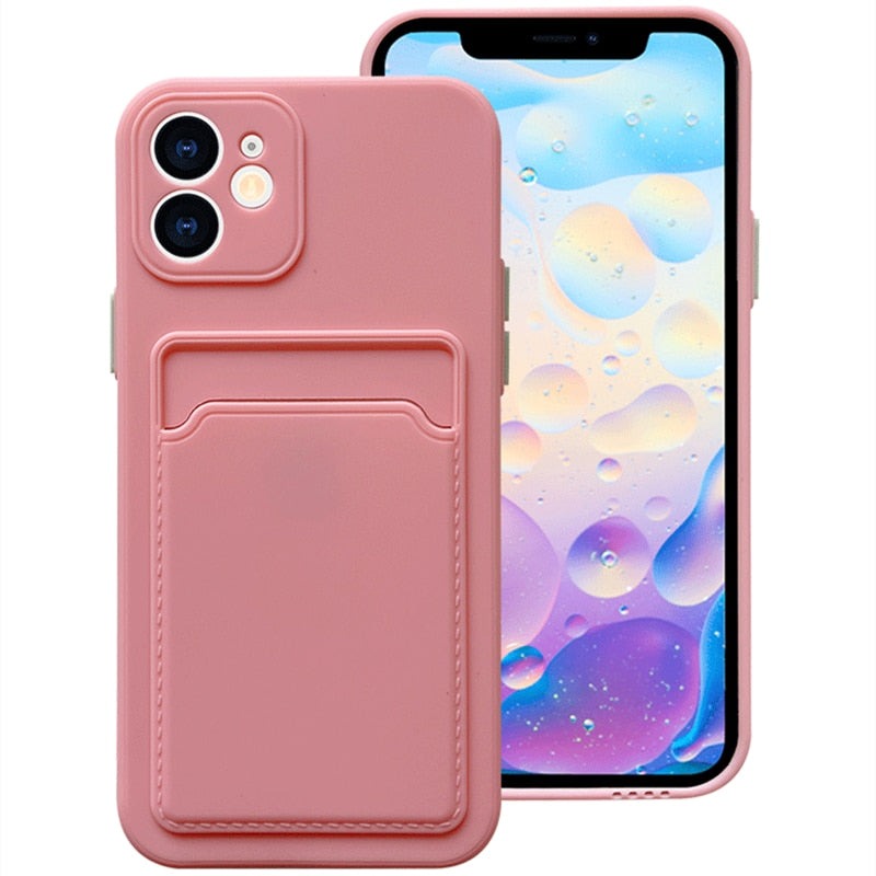 seraCase Shockproof Card Holder iPhone Case for iPhone 13 Mini / Pink