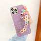seraCase Glamorous Glittery iPhone Case with Rainbow Wrist Chain for iPhone 13 Pro Max / Purple
