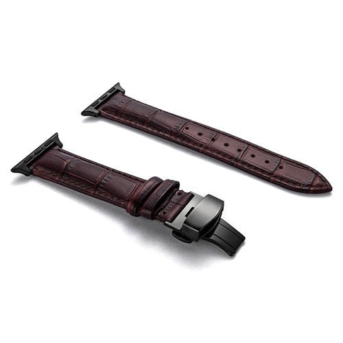 seraCase Luxury Italian Leather iWatch Strap for 38MM 40MM 41MM / Brown 2 - Black
