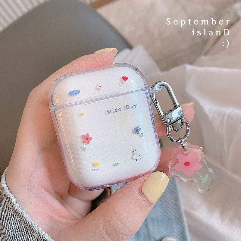 seraCase Cute Floral Clear AirPods Case for