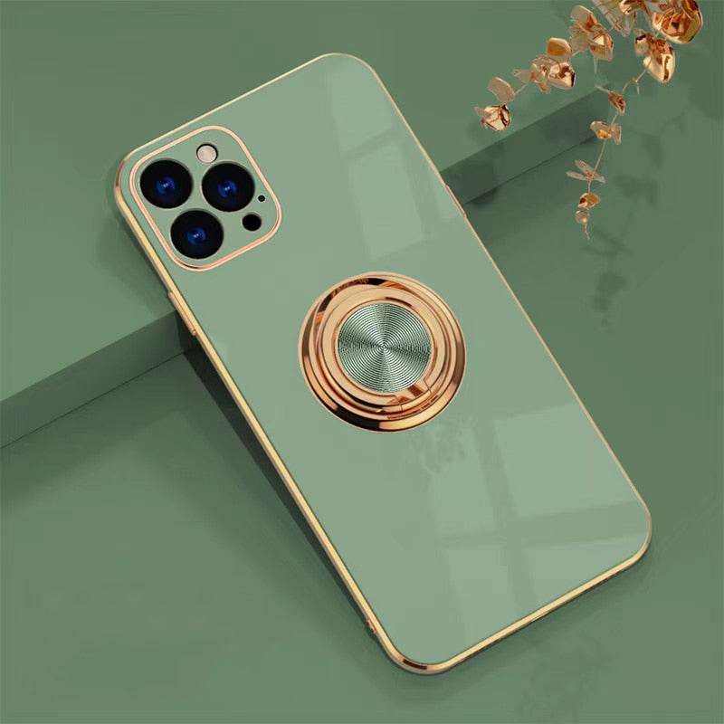 seraCase Cute Metal Ring Holder iPhone Case for iPhone 14 Pro Max / Light Green