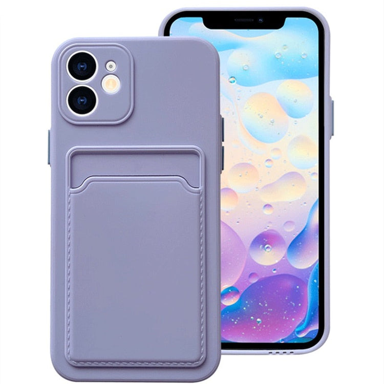 seraCase Shockproof Card Holder iPhone Case for iPhone 13 Mini / Purple
