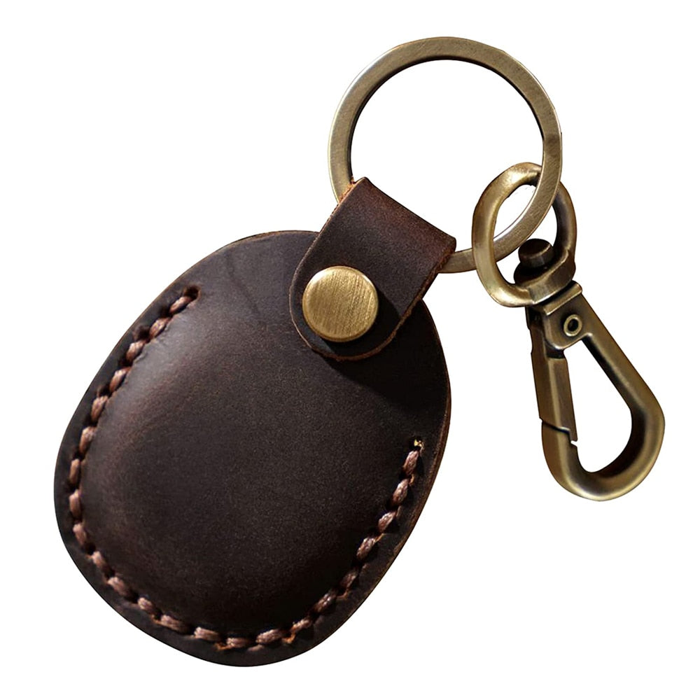 seraCase Handmade Leather Apple AirTag Keychain with Belt Hook for Dark Brown