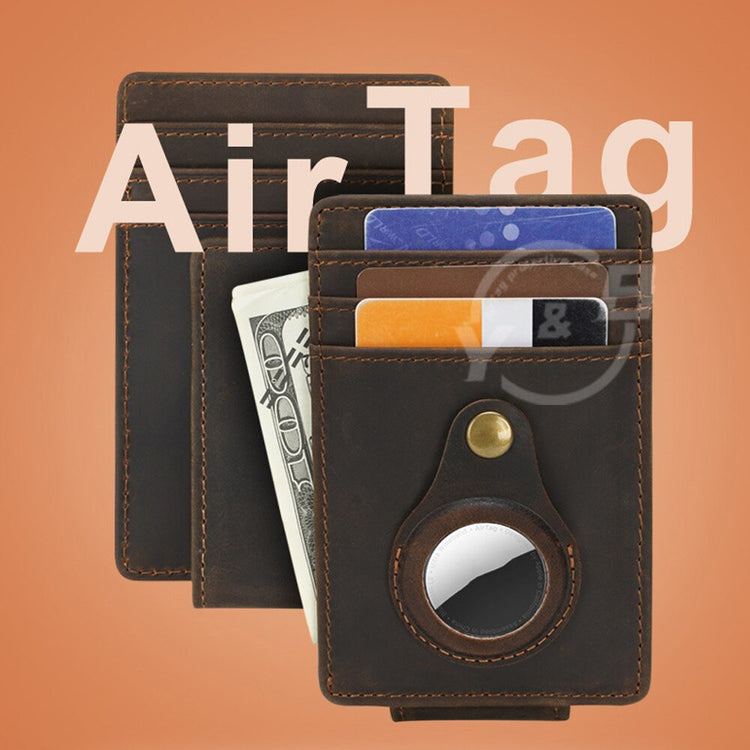 New AirTag Wallet Retro Leather for AirTag Wallet Card Protective Case Anti Scratch Leather Men