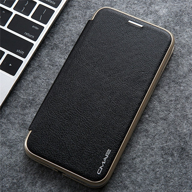 seraCase Premium Leather Electroplated Flip iPhone Case for iPhone 13 Pro Max / Black