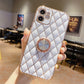 seraCase Gold Plated Lattice Design iPhone Case with Metal Ring for iPhone 14 Pro Max / White