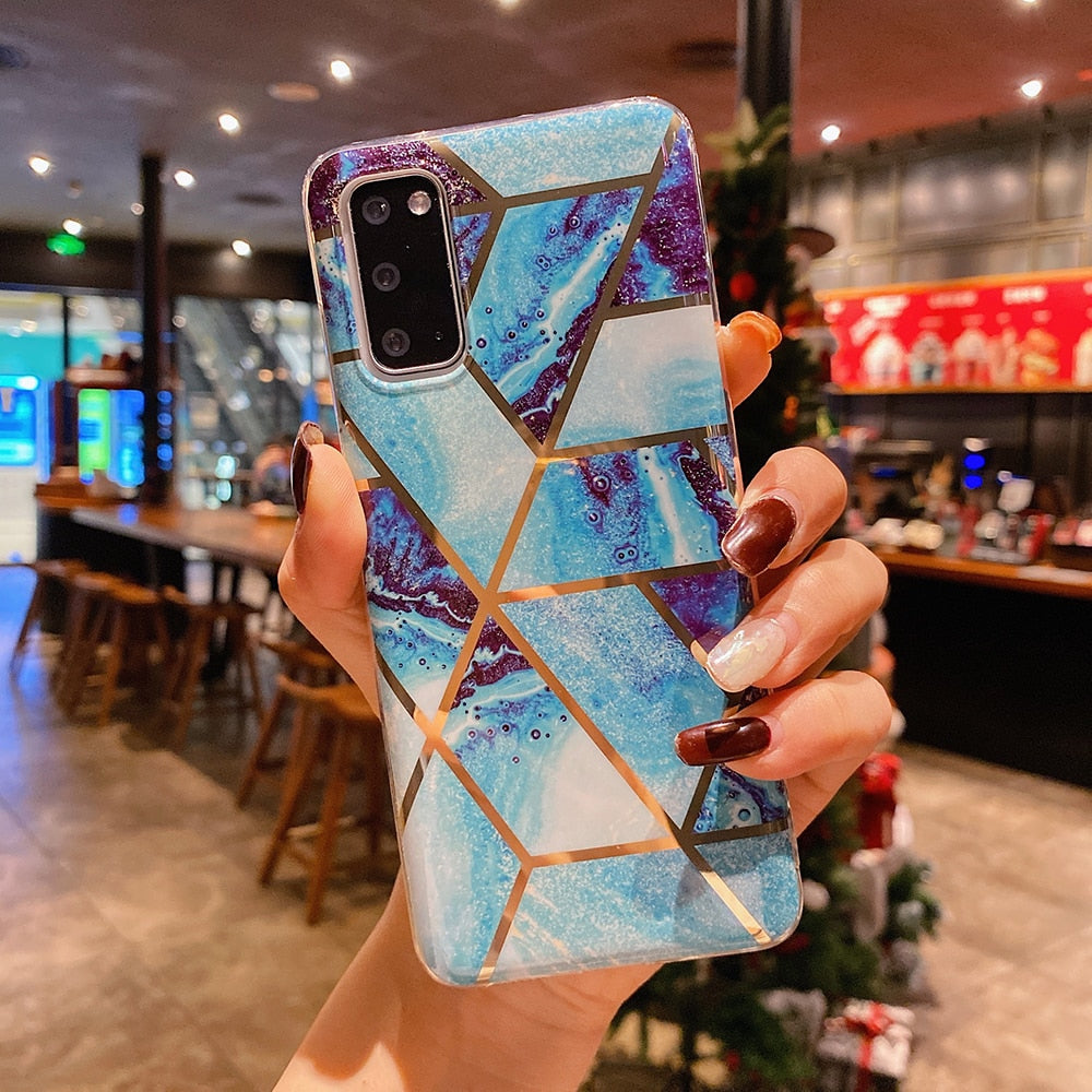 seraCase Electroplated Geometric Marble Samsung Case for