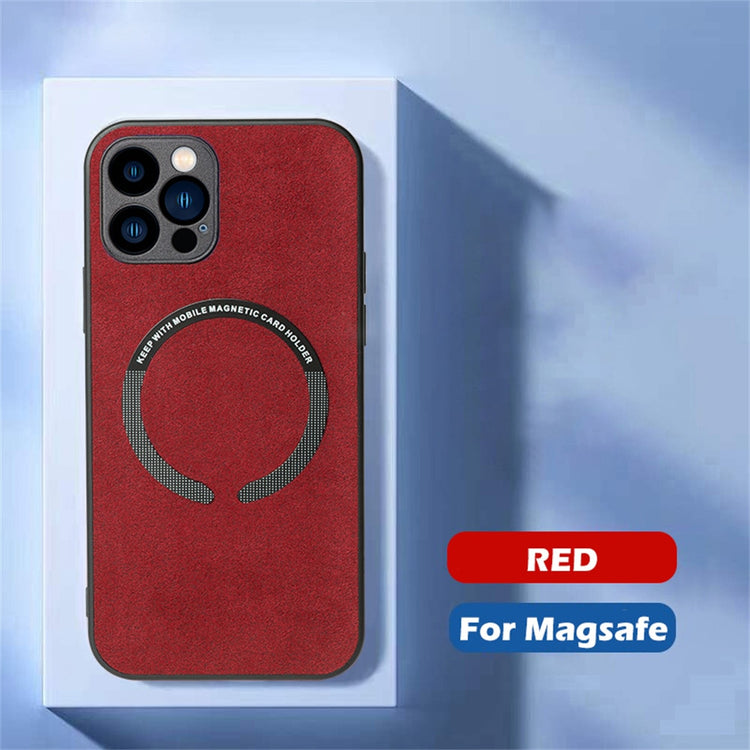 seraCase Premium Suede Leather MagSafe iPhone Case for iPhone 13 Pro Max / Red