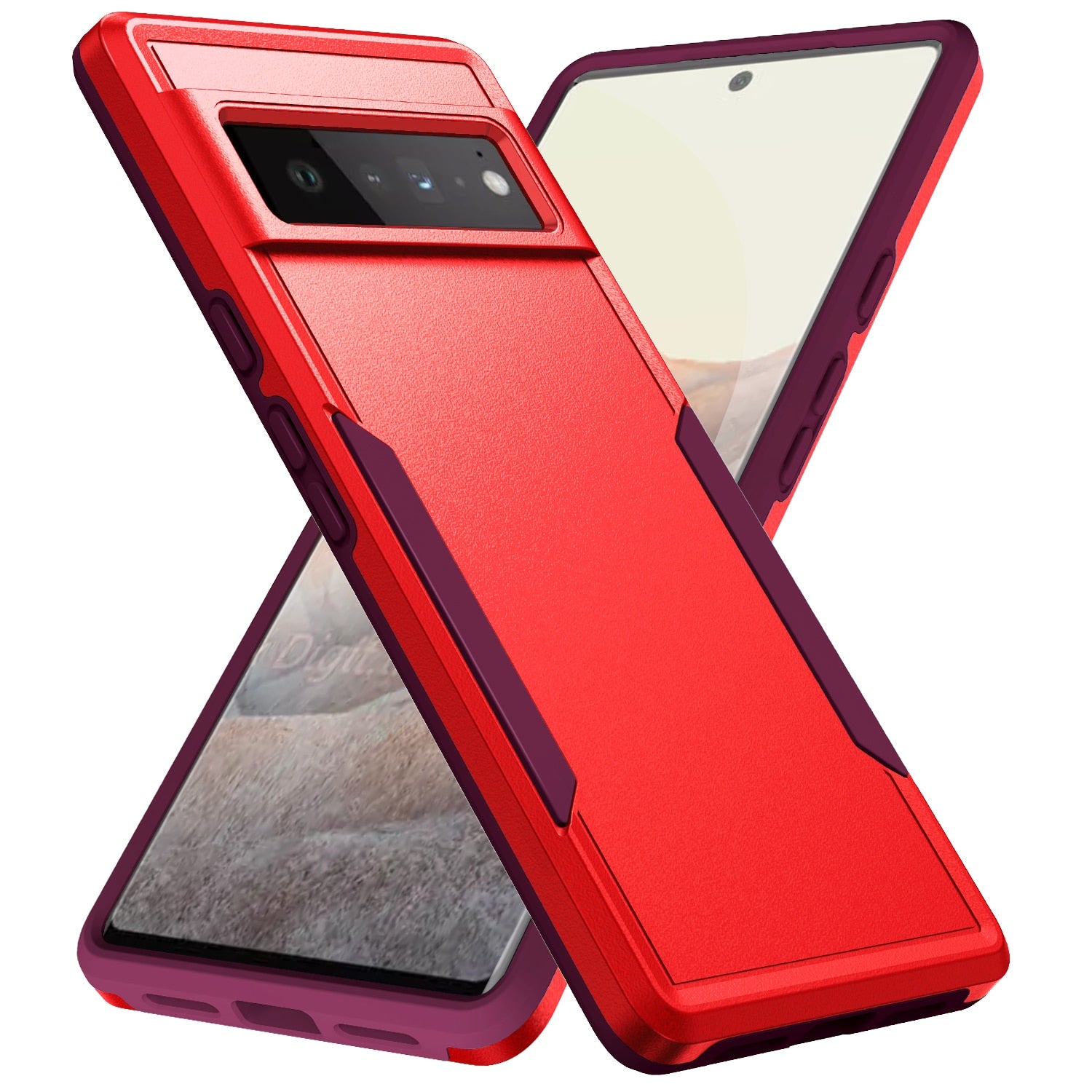 seraCase Military Grade Shockproof Armor Pixel Cover for Google Pixel 7 Pro / Red-Rose Red