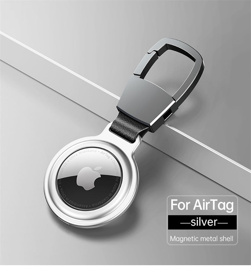 seraCase Apple AirTag Metal Magnetic Case with Key-hook for Silver