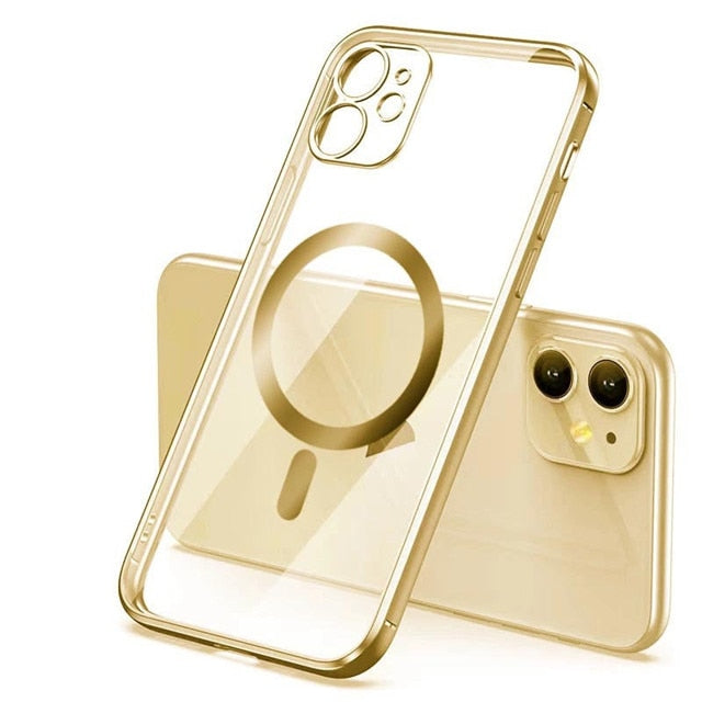 seraCase Color Metal Border Transparent MagSafe iPhone Case for iPhone 11 Pro Max / Gold