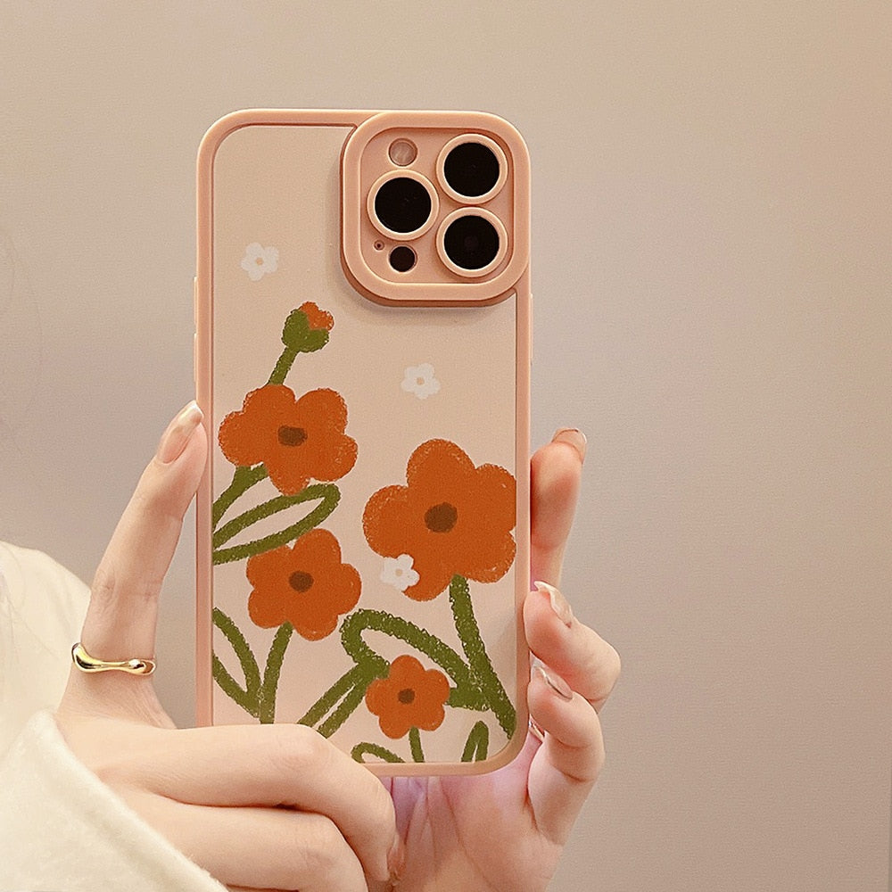 seraCase Cute Orange Flower Shockproof iPhone Case for iPhone 13 Pro Max / Big Flower