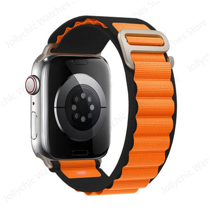 seraCase Alpine Loop Strap for Apple Watch for 42mm 44 45mm 49mm / Orange Black
