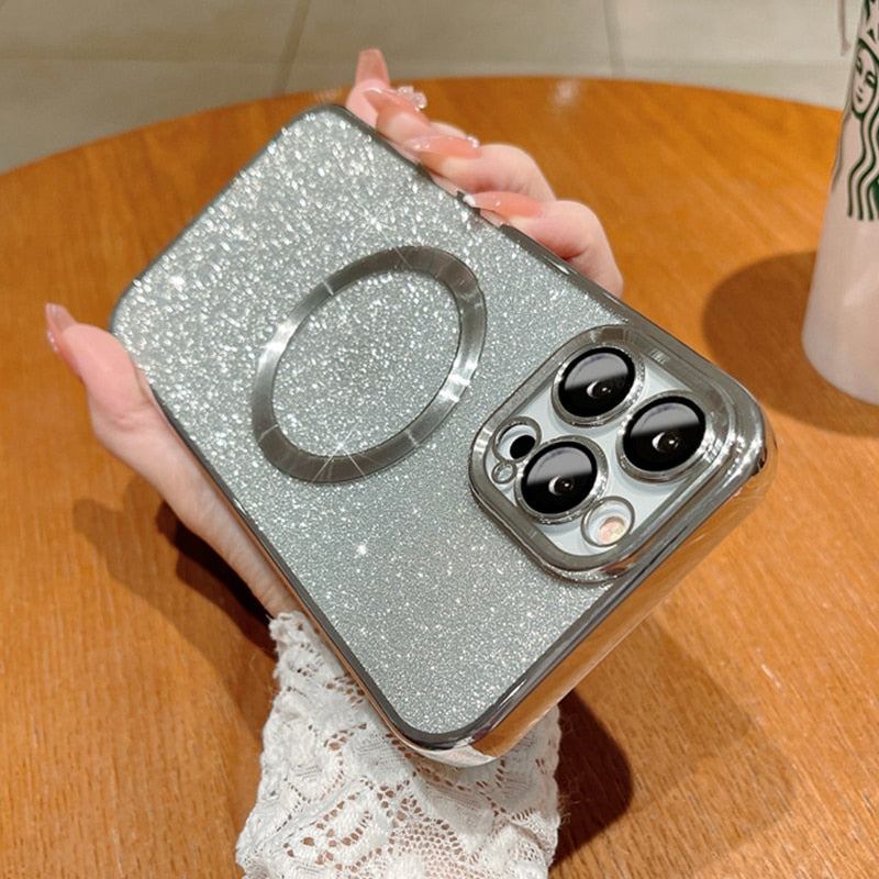 seraCase Glittery Electroplated MagSafe iPhone Case for iPhone 13 / Silver
