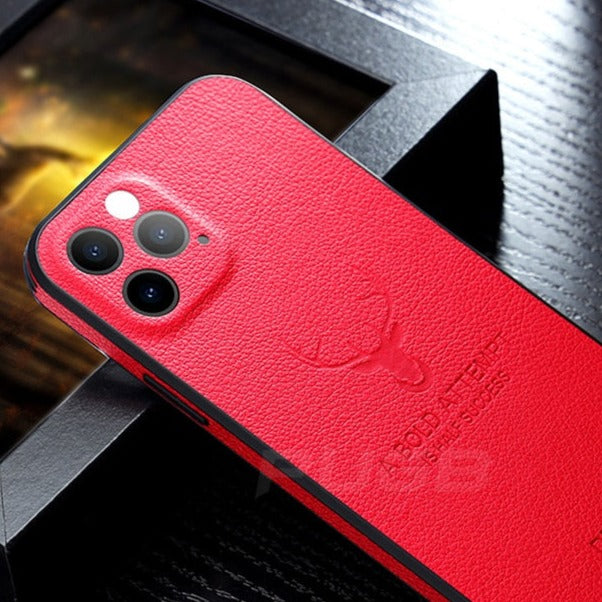 seraCase Luxury Leather Deer Design iPhone Case for iPhone 13 Pro Max / Red