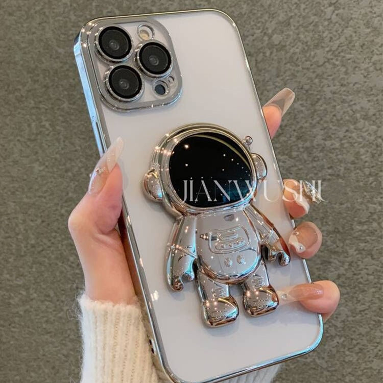 seraCase Electroplated Clear Astronaut Stand iPhone Case for iPhone 13 / Silver