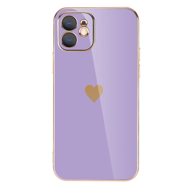 seraCase Luxury Electroplated iPhone Case with Golden Heart for iPhone XS Max / Purple
