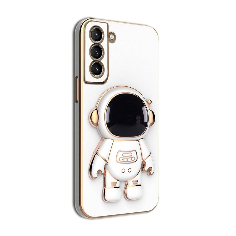 seraCase High Quality Cute Astronaut Holder Stand Samsung Case for Samsung S22 / White