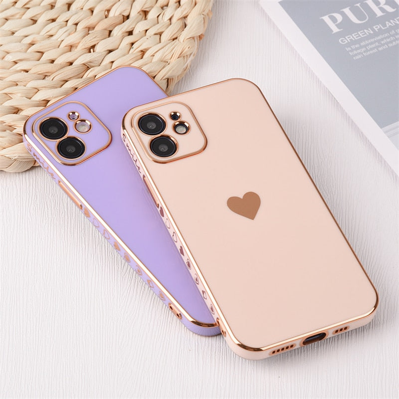 seraCase Luxury Electroplated iPhone Case with Golden Heart for