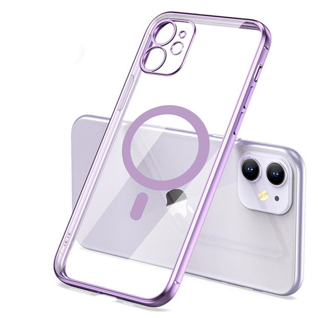 seraCase Color Metal Border Transparent MagSafe iPhone Case for iPhone 11 Pro Max / Purple