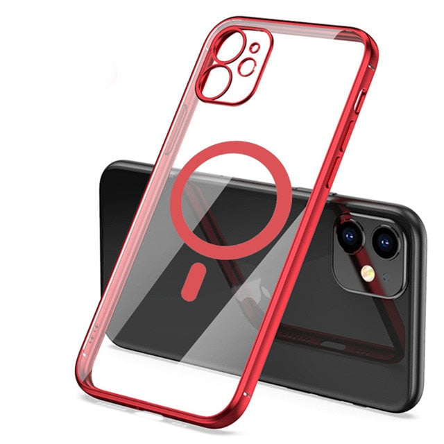 seraCase Color Metal Border Transparent MagSafe iPhone Case for iPhone 14 Pro Max / Red