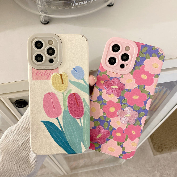 seraCase Flower Embroidery iPhone Case for