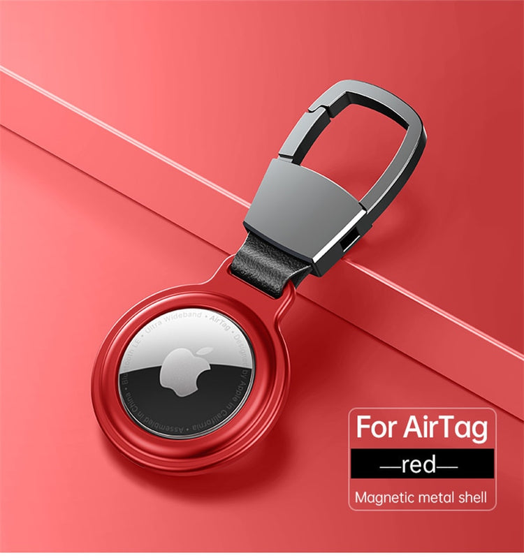 seraCase Apple AirTag Metal Magnetic Case with Key-hook for Red