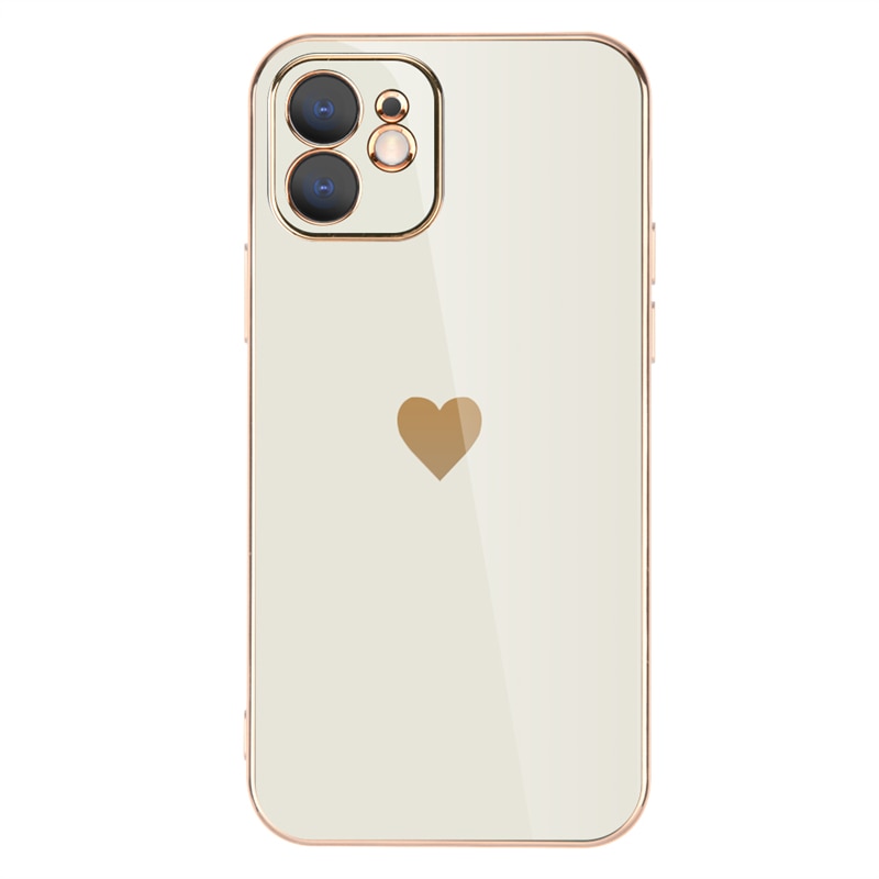 seraCase Luxury Electroplated iPhone Case with Golden Heart for iPhone XS Max / White
