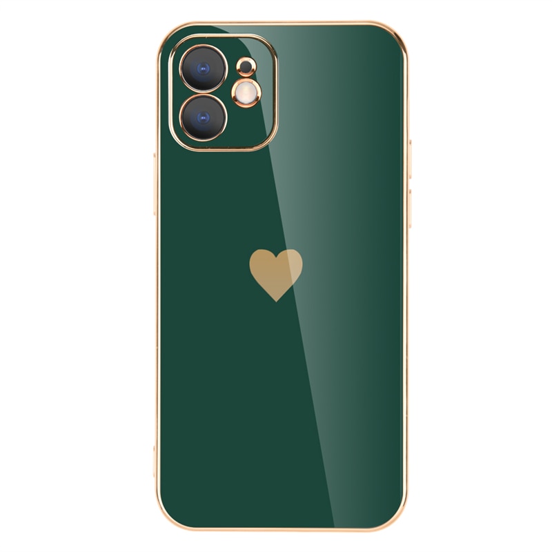 seraCase Luxury Electroplated iPhone Case with Golden Heart for iPhone XS Max / Dark Green