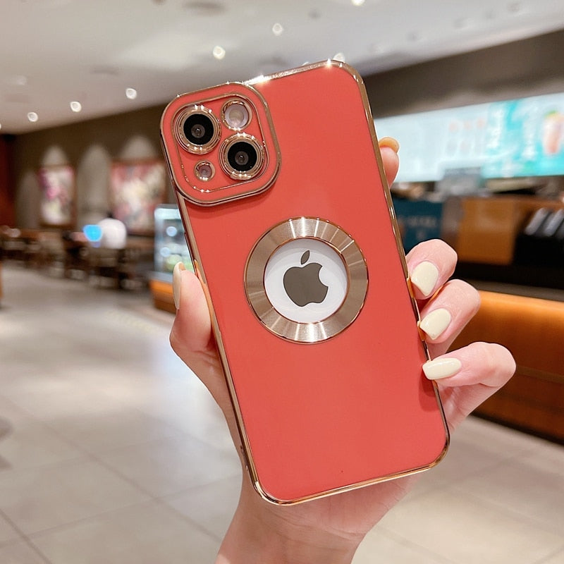 seraCase Luxury Electroplated iPhone Case with Gold Logo Ring for iPhone 11 Pro Max / Red
