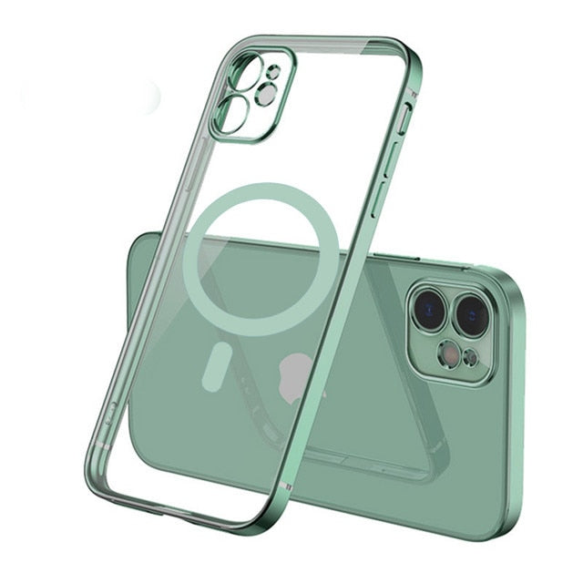 seraCase Color Metal Border Transparent MagSafe iPhone Case for iPhone 11 Pro Max / Green