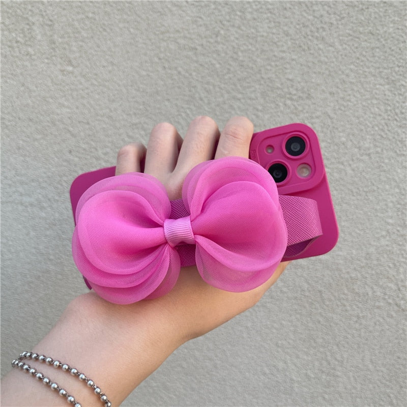 seraCase Silk Bowknot Wrist Strap iPhone Case for iPhone 13 Pro Max / Rose
