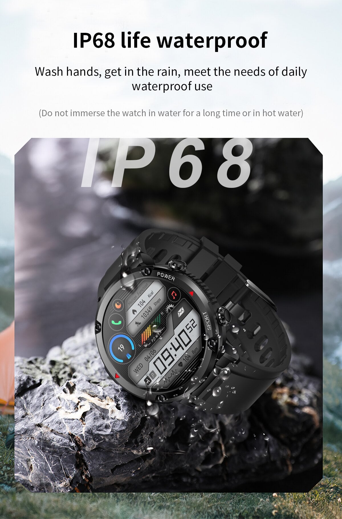 seraCase Sporty Waterproof Smart Watch - 1.6 Inch Screen Size, HD Voice Calling for