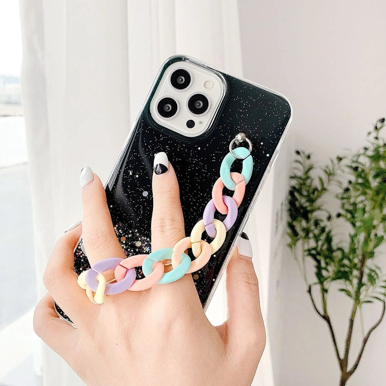 seraCase Glamorous Glittery iPhone Case with Rainbow Wrist Chain for