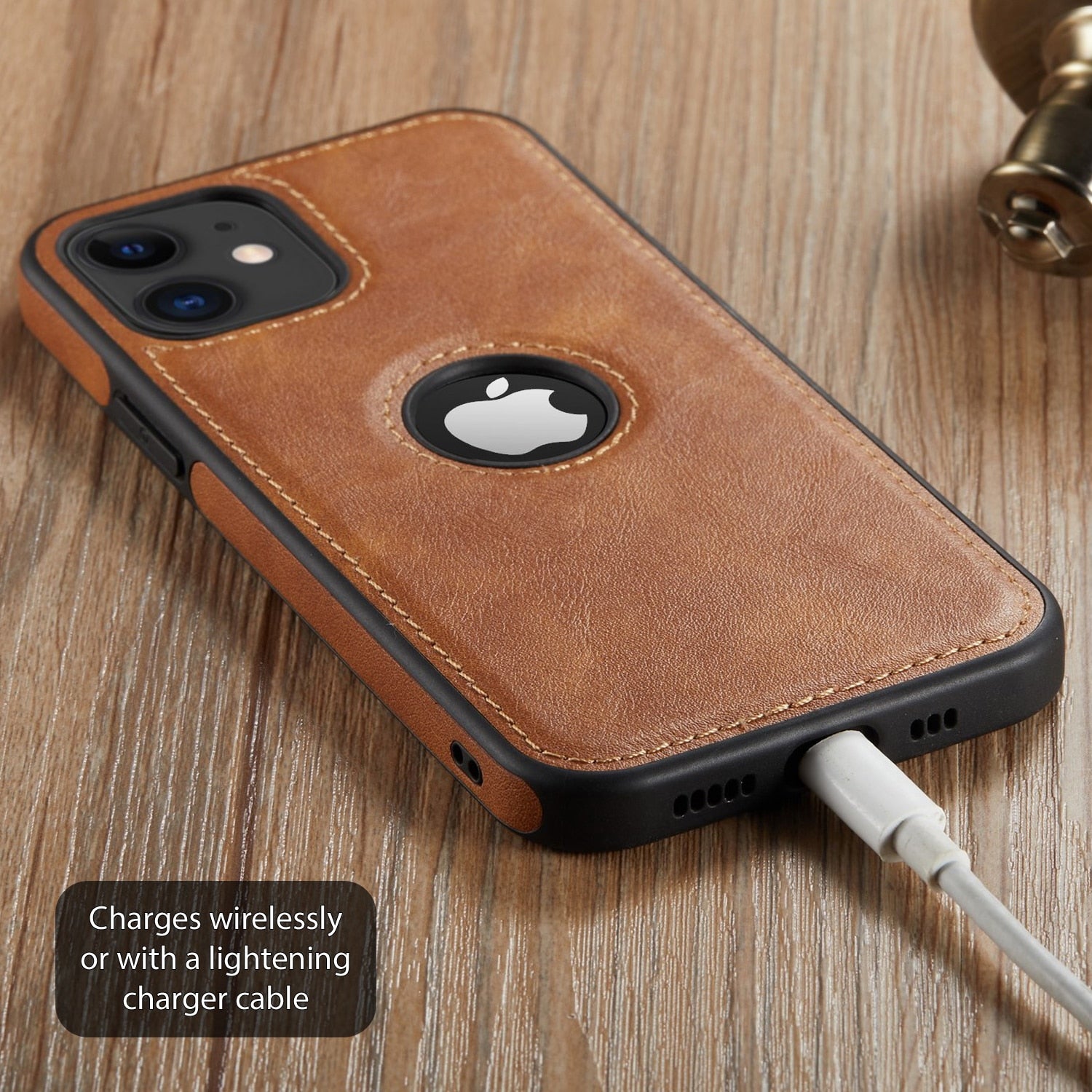 seraCase Luxury Leather Logo Cut iPhone Case for