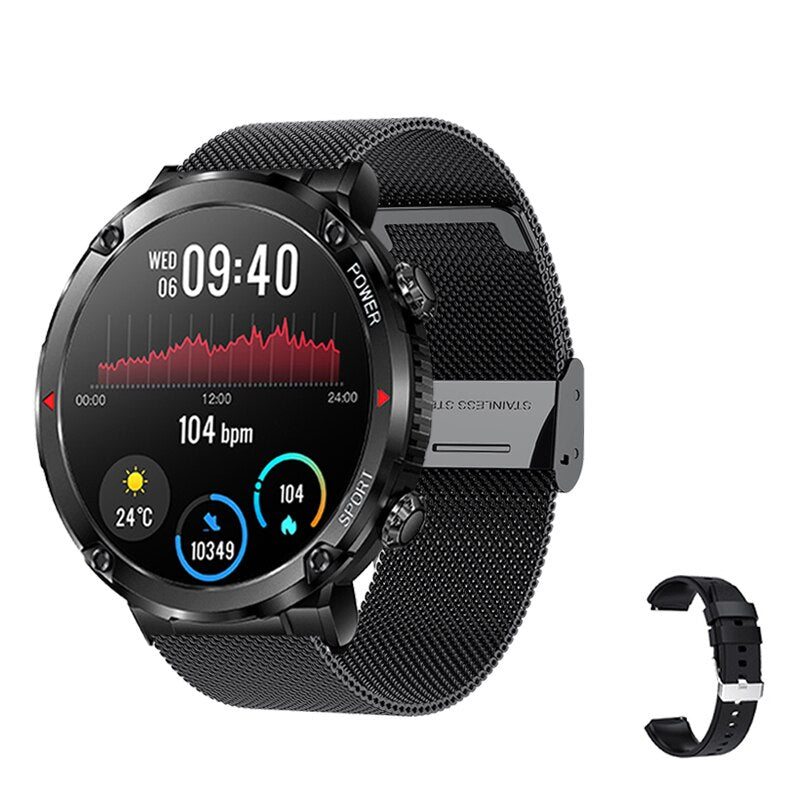 seraCase Sporty Waterproof Smart Watch - 1.6 Inch Screen Size, HD Voice Calling for Black Mesh