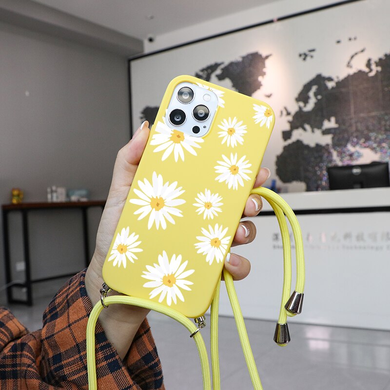 seraCase Floral iPhone Case with Lanyard for iPhone 13 Pro / Yellow Camomile